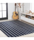 WSH119A Area Rug Rand Distressed Ticking Stripe Machine-Washable Navy/Gray 5 ft. x 8 ft. Area Rug