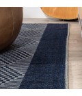 WSH120A Area Rug Nautisk Trellis Stripe Machine-Washable Navy/Gray 9 ft. x 12 ft. Area Rug