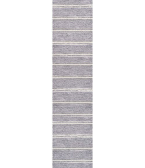 WSH121A Area Rug Bande Distressed Ticking Stripe Machine-Washable Lavender/Ivory 2 ft. x 8 ft. Runner Rug
