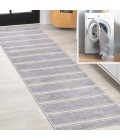 WSH121A Area Rug Bande Distressed Ticking Stripe Machine-Washable Lavender/Ivory 2 ft. x 8 ft. Runner Rug