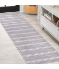 WSH121A Area Rug Bande Distressed Ticking Stripe Machine-Washable Lavender/Ivory 2 ft. x 8 ft. Runner Rug