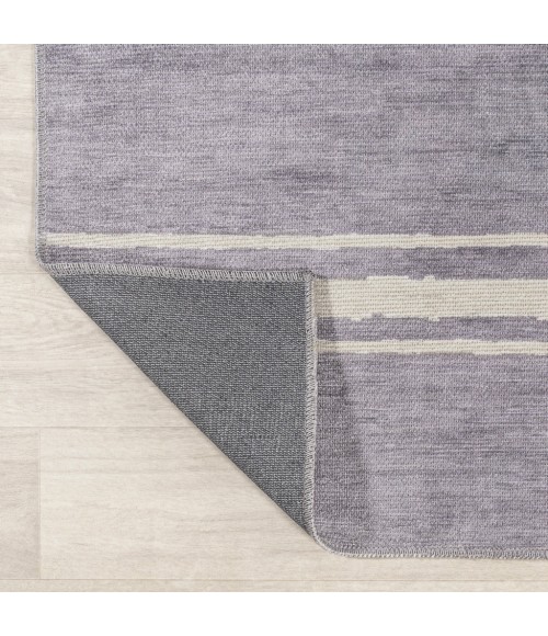 WSH121A Area Rug Bande Distressed Ticking Stripe Machine-Washable Lavender/Ivory 2 ft. x 8 ft. Runner Rug