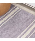 WSH121A Area Rug Bande Distressed Ticking Stripe Machine-Washable Lavender/Ivory 2 ft. x 8 ft. Runner Rug