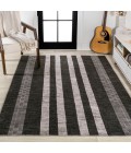 WSH122A Area Rug Vichy Geometric Striped Machine-Washable Black/Ivory 8 ft. x 10 ft. Area Rug