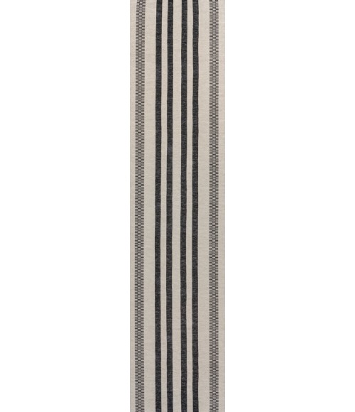 WSH122B Area Rug Vichy Geometric Striped Machine-Washable Ivory/Dark Gray 2 ft. x 8 ft. Runner Rug