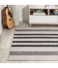 WSH122B Area Rug Vichy Geometric Striped Machine-Washable Ivory/Dark Gray 8 ft. x 10 ft. Area Rug