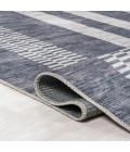 WASHABLE Area Rug Vichy Geometric Striped Machine-Washable Slate Gray/Ivory 5 ft. x 8 ft. Area Rug
