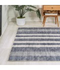 WASHABLE Area Rug Vichy Geometric Striped Machine-Washable Slate Gray/Ivory 5 ft. x 8 ft. Area Rug