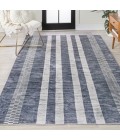 WASHABLE Area Rug Vichy Geometric Striped Machine-Washable Slate Gray/Ivory 5 ft. x 8 ft. Area Rug