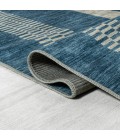 WASHABLE Area Rug Vichy Geometric Striped Machine-Washable Blue/Cream 3 ft. x 5 ft. Area Rug
