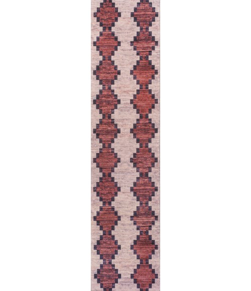 WSH123A Area Rug Timantii Modern Trellis Kilim Machine-Washable Red/Ivory 2 ft. x 8 ft. Runner Rug