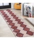 WSH123A Area Rug Timantii Modern Trellis Kilim Machine-Washable Red/Ivory 2 ft. x 8 ft. Runner Rug