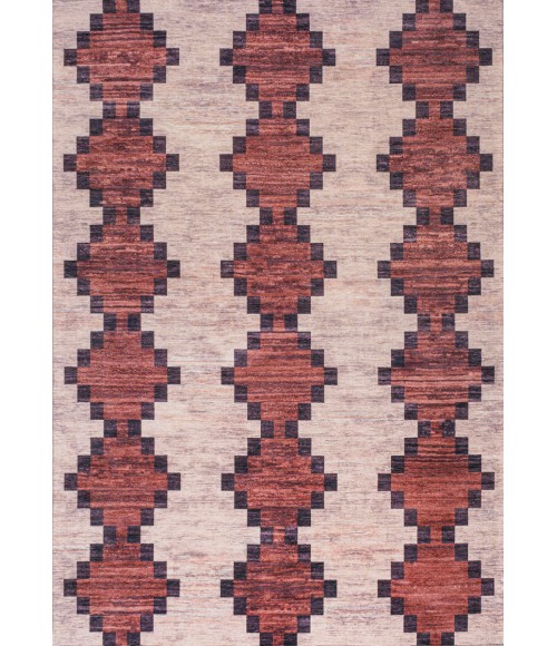 WSH123A Area Rug Timantii Modern Trellis Kilim Machine-Washable Red/Ivory 8 ft. x 10 ft. Area Rug