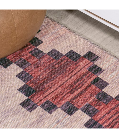 WSH123A Area Rug Timantii Modern Trellis Kilim Machine-Washable Red/Ivory 8 ft. x 10 ft. Area Rug