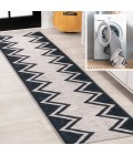 WSH124A Area Rug Siksak Modern Chevron Border Machine-Washable Ivory/Navy 2 ft. x 8 ft. Runner Rug