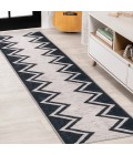 WSH124A Area Rug Siksak Modern Chevron Border Machine-Washable Ivory/Navy 2 ft. x 8 ft. Runner Rug