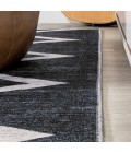 WSH124A Area Rug Siksak Modern Chevron Border Machine-Washable Ivory/Navy 4 ft. x 6 ft. Area Rug