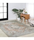 WASHABLE Area Rug Armae Distressed Medallion Chenille Machine-Washable Terra/Blue 5 ft. x 8 ft. Area Rug