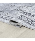 WASHABLE Area Rug Bausch Bohemian Distressed Chenille Machine-Washable Gray/White 3 ft. x 5 ft. Area Rug