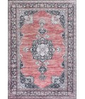WASHABLE Area Rug Bausch Bohemian Distressed Chenille Machine-Washable Dark Pink/Black/White 3 ft. x 5 ft. Area Rug