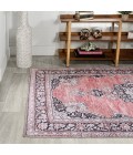WASHABLE Area Rug Bausch Bohemian Distressed Chenille Machine-Washable Dark Pink/Black/White 3 ft. x 5 ft. Area Rug