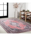 WASHABLE Area Rug Bausch Bohemian Distressed Chenille Machine-Washable Dark Pink/Black/White 3 ft. x 5 ft. Area Rug