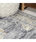 WASHABLE Area Rug Bausch Bohemian Distressed Chenille Machine-Washable Dark Gray/Yellow 3 ft. x 5 ft. Area Rug