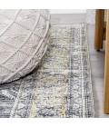 WASHABLE Area Rug Bausch Bohemian Distressed Chenille Machine-Washable Dark Gray/Yellow 3 ft. x 5 ft. Area Rug