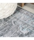 WASHABLE Area Rug Bausch Bohemian Distressed Chenille Machine-Washable Dark Gray/Blue 3 ft. x 5 ft. Area Rug
