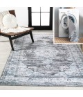 WASHABLE Area Rug Bausch Bohemian Distressed Chenille Machine-Washable Dark Gray/Blue 3 ft. x 5 ft. Area Rug