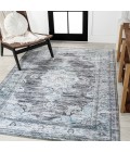 WASHABLE Area Rug Bausch Bohemian Distressed Chenille Machine-Washable Dark Gray/Blue 3 ft. x 5 ft. Area Rug