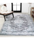 WASHABLE Area Rug Bausch Bohemian Distressed Chenille Machine-Washable Dark Gray/Blue 3 ft. x 5 ft. Area Rug