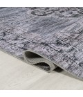 WASHABLE Area Rug Wincer Chenille Cottage Medallion Machine-Washable Navy/Gray/Black 5 ft. x 8 ft. Area Rug