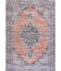WASHABLE Area Rug Wincer Chenille Cottage Medallion Machine-Washable Orange/Gray 3 ft. x 5 ft. Area Rug