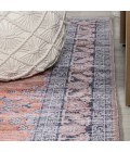 WASHABLE Area Rug Wincer Chenille Cottage Medallion Machine-Washable Orange/Gray 3 ft. x 5 ft. Area Rug