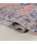 WASHABLE Area Rug Wincer Chenille Cottage Medallion Machine-Washable Orange/Gray 3 ft. x 5 ft. Area Rug