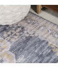 WASHABLE Area Rug Wincer Chenille Cottage Medallion Machine-Washable Dark Gray/Yellow 3 ft. x 5 ft. Area Rug