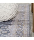 WASHABLE Area Rug Wincer Chenille Cottage Medallion Machine-Washable Dark Gray/Yellow 3 ft. x 5 ft. Area Rug