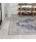 WASHABLE Area Rug Wincer Chenille Cottage Medallion Machine-Washable Dark Gray/Yellow 3 ft. x 5 ft. Area Rug