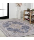 WASHABLE Area Rug Wincer Chenille Cottage Medallion Machine-Washable Dark Gray/Yellow 3 ft. x 5 ft. Area Rug