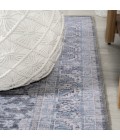WASHABLE Area Rug Wincer Chenille Cottage Medallion Machine-Washable Gray/Blue/White 3 ft. x 5 ft. Area Rug