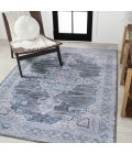 WASHABLE Area Rug Wincer Chenille Cottage Medallion Machine-Washable Gray/Blue/White 3 ft. x 5 ft. Area Rug