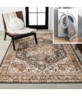 WASHABLE Area Rug Chapell Chenille Mid-Century Medallion Machine-Washable Black/Terra 3 ft. x 5 ft. Area Rug
