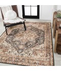WASHABLE Area Rug Chapell Chenille Mid-Century Medallion Machine-Washable Black/Terra 3 ft. x 5 ft. Area Rug