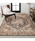 WASHABLE Area Rug Chapell Chenille Mid-Century Medallion Machine-Washable Black/Terra 3 ft. x 5 ft. Area Rug