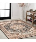 WASHABLE Area Rug Chapell Chenille Mid-Century Medallion Machine-Washable Black/Terra 3 ft. x 5 ft. Area Rug