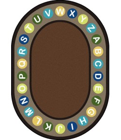 Joy Carpets Kid Essentials Earthtone Alphabet Spots 10ft.9in. x 13ft.2in. Oval Rug