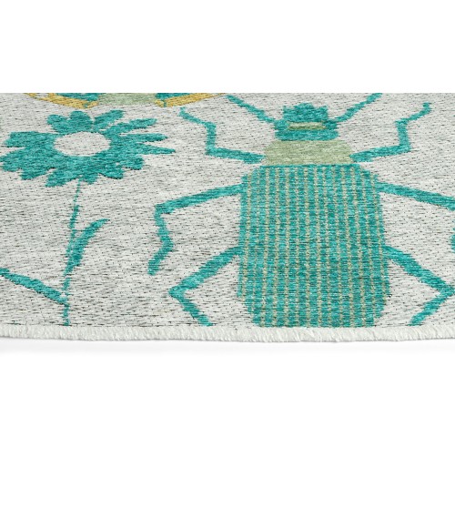 Kaleen Critter Comforts Turquoise HCC03-78-55 RD 5 ft. X 5 ft. Round Rug