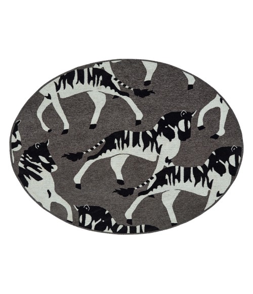 Kaleen Forever Fauna Charcoal HFA02-38-55 RD 5 ft. X 5 ft. Round Rug