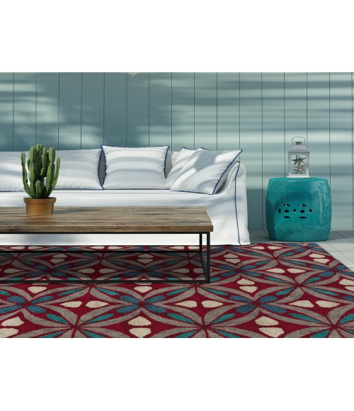 Kaleen Peranakan Tile Red HPT02-25-8106 8 ft. X 10 ft. 6 in. Rectangle Rug
